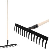 Grebla de gradina Strend Pro Premium R-606, 14 dinti, forjata, coada din lemn