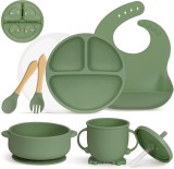 SET VESELA SILICON PENTRU COPII VERDE