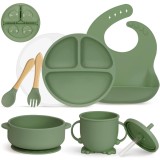 SET VESELA SILICON PENTRU COPII VERDE