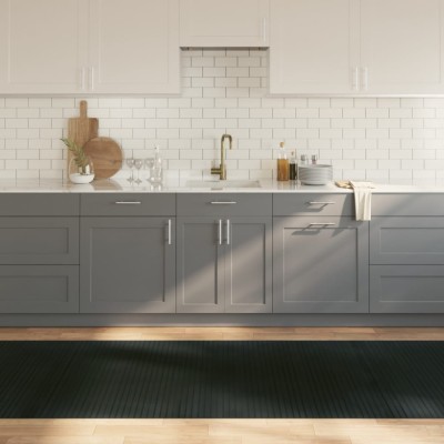 Covor dreptunghiular, gri, 100x400 cm, bambus foto