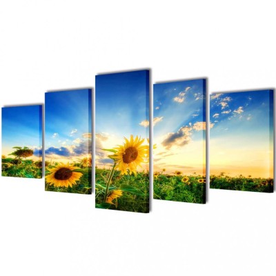 Set tablouri p&amp;acirc;nză cu imprimeu floarea soarelui, 200 x 100 cm 241573 foto