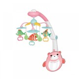 Carusel Muzical Patut Bebelusi cu Proiectii, Telecomanda, Melodii, Lumini, Temporizator, Urs Honey Bear Roz