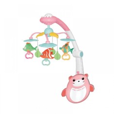 Carusel muzical cu proiectii si telecomanda Lovely Honey Bear-Roz