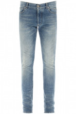 Blugi barbat Balmain in lurex logo skinny jeans UH15230Z110 Albastru foto