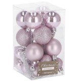 Set globuri de Craciun, 25 bucati, 3 modele, 2,5cm si 4cm, roz Household NewTrend