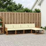 vidaXL Set de canapele de exterior cu pernă 5 pcs Natural și Crem 3381362