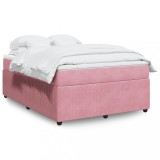 Gossi pat box spring cu saltea, roz, 140x200 cm, catifea