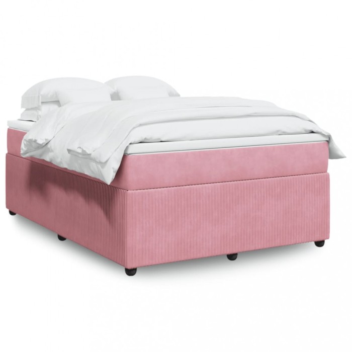 Gossi pat box spring cu saltea, roz, 140x200 cm, catifea
