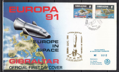 Gibraltar - FDC SPECIAL AUR-EUROPA SPATIALA -Tiraj limitat 60 ex. numerotate foto