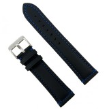 Cumpara ieftin Curea Ceas Neagra Cusatura Albastra Piele Naturala 22mm WZ2279, Time Veranda