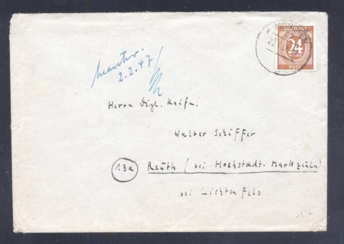 Germany 1947 Postal History Rare Cover Hochstadt D.692