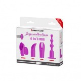 Set Jucarii Sex Pretty Love Joy, Vibrator Clitoris, Silicon Violet, 4 Stimulatoare, Ou Vibrator Reincarcabil USB, 12 Functii