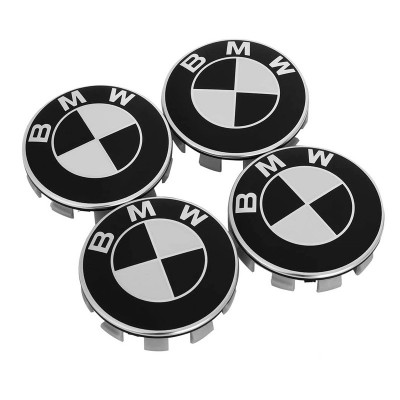 Set 4 capacele roti 68mm, pentru jante aliaj BMW,negru cu alb foto