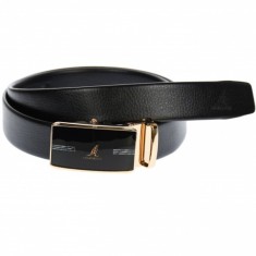 Curea din piele pentru barbati, catarama metalica fara ac, latime 3.5 cm, lungime reglabila, negru - LS201NBRBR