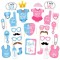 Set 43 de accesorii pentru petrecere, flippy, props pentru coltul de poze, gender reveal, tematica baby shower, albastru-roz