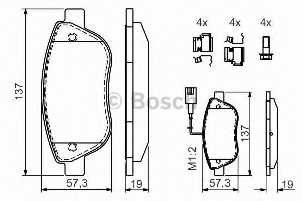 Set placute frana,frana disc FIAT STILO Multi Wagon (192) (2003 - 2008) BOSCH 0 986 424 596