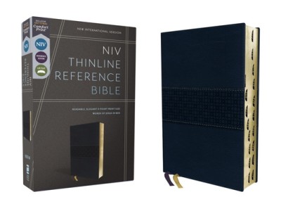 Niv, Thinline Reference Bible, Leathersoft, Navy, Red Letter, Thumb Indexed, Comfort Print foto