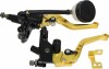 Set Pompa Frana + Maneta Ambreiaj Rabatabila Moto, Negru/Auriu, Ghidon 22mm, Reglaj 6 Trepte, Universal