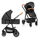 Carucior 2 in 1 Lionelo Amber Grey Graphite, landou si sport, roti gonflabile, pana la 22 kg