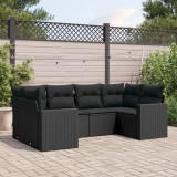 vidaXL Set mobilier de grădină cu perne, 6 piese, negru, poliratan 3219365