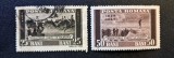 Rom&acirc;nia Regat "Centenarul Nașterii M.S. Regelui Carol I" (1939) - (25b "Călătoria", 50b "La Calafat", Dintelate, Ștampilat / Neștampilat) RO1