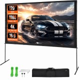 Cumpara ieftin Ecran Proiectie cu Trepied 120 inch, 4K Ultra HD, 16:9, Unghi 160&deg;, Portabil, Home Cinema, Geanta Transport, Negru