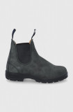 Blundstone botine din piele intoarsa femei, culoarea gri, cu toc plat