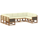 vidaXL Set de canapele de exterior cu pernă 9 pcs Natural și Crem 3385526