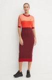 Adidas Originals rochie X Ksenia Schneider culoarea bordo, midi, mulată, IW5661