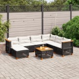 Gossi set mobilier de gradina cu perne, 8 piese, negru, poliratan