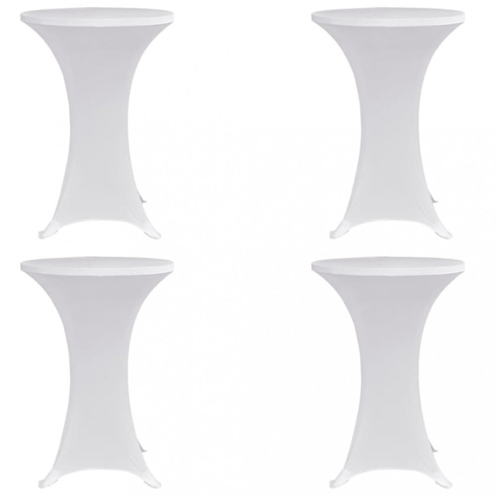 Husă de masă cu picior &Oslash;60 cm, 4 buc., alb, elastic