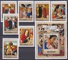 DB1 Pictura Ras al Khaima Nasterea Domnului 7 v. + SS MNH foto