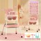 Baby dining table chair seat children&#039;s dining table - color: pink graffiti + toys + wheels