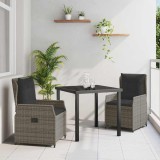 vidaXL Set de masă pentru grădină 3 pcs Gri poliratan