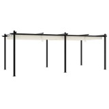 Foisor de gradina, acoperis retractabil, crem, 3x6 m, aluminiu