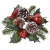 Inel Decorativ Crăciun, Conuri Pin Mar Para, Glitter Roșu, 20 cm, Oem