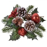 Inel Decorativ Crăciun, Conuri Pin Mar Para, Glitter Roșu, 20 cm