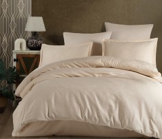Lenjerie pentru pat dublu Clasy, cu 4 fete de perna, Deluxe Jacqard Mandarin Beige foto