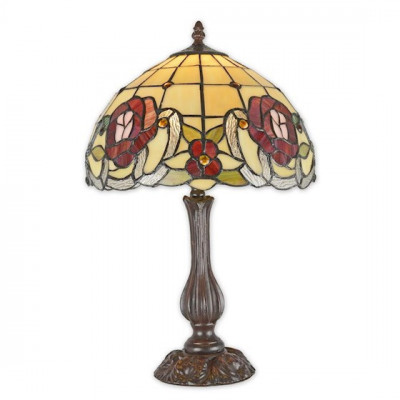 Lampa Tiffany din bronz cu flori rosii TA-128 foto