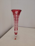 Vază din cristal roz cu 24% plumb &ndash; &icirc;nălțime 26 cm