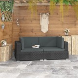 VidaXL Scaune de colț modulare cu perne, 2 buc., negru, poliratan