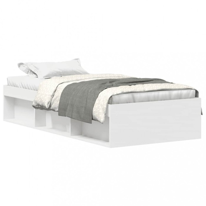Cadru de pat mic single, alb, 75x190 cm
