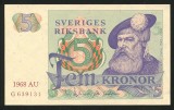 p119 SUEDIA 5 KRONOR COROANE 1968 NECIRCULATA UNC