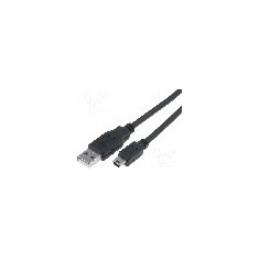Cablu USB A mufa, USB B mini mufa, USB 2.0, lungime 3m, negru, VCOM - CU215-030-PB