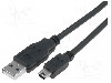 Cablu USB A mufa, USB B mini mufa, USB 2.0, lungime 5m, negru, VCOM - CU215-050-PB foto