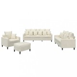 Cumpara ieftin Set de canapele cu perne, 4 piese, crem, catifea