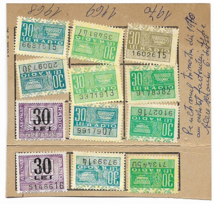 Timbre radio, 1968-1970 - neobliterate (12 buc.)