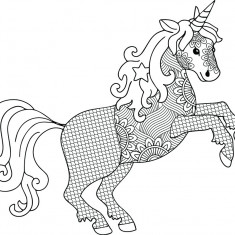 Sticker decorativ, Mandala, Unicorn, Negru, 65 cm, 7359ST