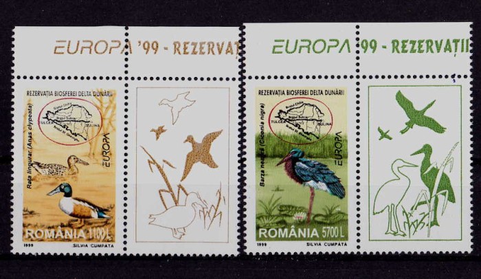 ✅RO 1999 ,LP 1485a &quot;Europa&#039;99-Rez.naturale&quot; serie vinieta dreapta sau stanga,MNH