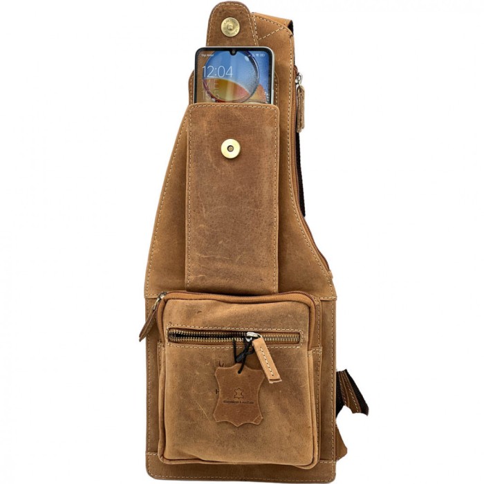 Geanta Crossbody Barbati Hunter Premium din Piele Naturala Maro: 46x19x 4cm